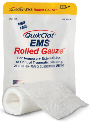 QuikClot EMS Rolled Hemostatic Gauze 3 in. x 4 ft