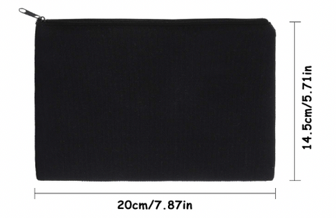 Multi-Purpose Canvas Bag with Zipper Black 20X14.5cm
