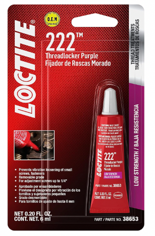 Loctite 222 Threadlocker Purple High-Temperature, Low-Strength, For Small Screws  0.20 Fl. Oz. .6ml