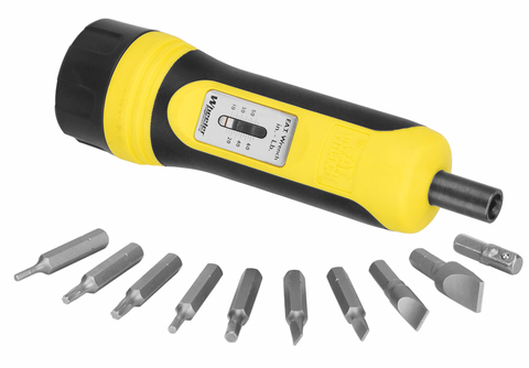 Wheeler, Fat Wrench Tool, Adjustable Torque, Settings from 5-60lbs, 10 Bit Set, Black/Yellow