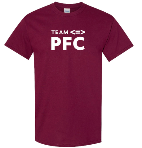 Team PFC T-Shirt HQ Employee Apparel Program Maroon